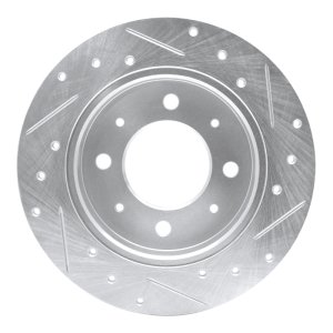Kia Spectra5 Brake Rotor (1) - Rear Left - R1 Concepts - Drilled & Slotted - Silver - `04-`09